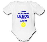 Psychobaby LEEDS present from DADDY for a gift Football Unique Baby Vest Grow Babygrow Cute PERSONALISED Custom Boys Girls Unisex UNITED UTD