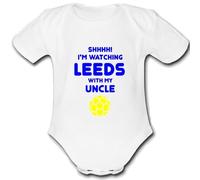 Psychobaby LEEDS present from UNCLE for a gift Football Unique Baby Vest Grow Babygrow Cute PERSONALISED Custom Boys Girls Unisex UNITED UTD