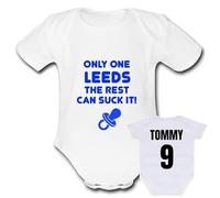 Psychobaby LEEDS SUCK IT rugby present from for a gift Unique Baby Vest Grow Babygrow Cute league PERSONALISED Custom Boys Girls Unisex union RHINOS