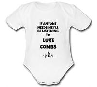 Psychobaby LUKE COMBS MUSIC FAN present from for a mum mummy dad daddy gift Unique Baby Vest Grow Babygrow Cute PERSONALISED Custom Boys Girls Unisex IF ANYONE NEEDS ME