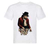 Psychobaby Michael Kids 80s Pop Music Inspired T-Shirt White Boys Girls Age 3-13 Jackson Graphic Tee