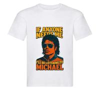 Psychobaby Michael Kids Listen Music Inspired T-Shirt White Boys Girls Age 3-13 Jackson Graphic Tee