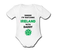 Psychobaby REPUBLIC OF IRELAND Shhhh! I'm watching with Daddy Mummy Grandad Unique Football Babygrow Cute Funny Baby Vest Grow Boys Girls Unisex Gift Clohtes Top Kit Bodysuit