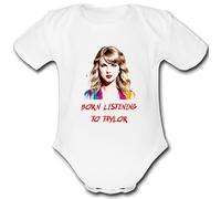 Psychobaby TAYLOR MUSIC FAN present from for a mum mummy dad daddy gift Unique Baby Vest Grow Babygrow Cute PERSONALISED Custom Boys Girls Unisex SWIFT born listening to (3-6 Months)