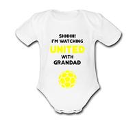Psychobaby UNITED YELLOW Shhhh! I'm watching with Daddy Mummy Grandad Unique Football Babygrow Cute Personalised Funny Baby Vest Grow Boys Girls utd Unisex Gift Babygrow Bodysuit leeds oxford torquay