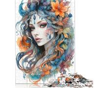 Psychodelic Flowerchild 1000 Piece Jigsaw Puzzle | Jigsaw Puzzle | Sustainable Puzzle for Adults | Premium 100% Wooden Puzzle | Fun Games 1000pcs (75x50cm)