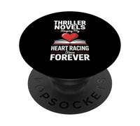Psychological Thriller Book Heart Heartbeat Mystery Literary PopSockets Adhesive PopGrip