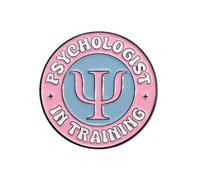 Psychologist In Training Enamel Lapel Pin With Psi Symbol Pink And Blue Circular Design Decorative Collectible Badge 3cm x 3cm Black Metal Hard Enamel For Jackets Bags Backpacks And Gifts