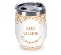 Psychology Gifts, 12 oz Insulated Wine Tumbler with Lid, Keep Talking I'm Diagnosing You Stainless Steel Travel Tumbler Cups, SLP Gifts for Therapist Speech Pathologist Mental Health Gift for Women