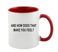 Psychology Mug, Psychologist Gift Idea, Therapist Present, and How Does That Make You Feel,Inside Coloured Mug, Ceramic Coffee, Tea Mug. (Red)