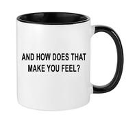 Psychology Mug, Psychologist Gift Idea, Therapist Present, and How Does That Make You Feel,Inside Coloured Mug, Ceramic Coffee, Tea Mug. (Black)