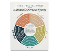 Psychology Poster The 5 Fs Stress Response System Nervous System Guide Canvas Wall Art for Study Room Home Decor(Framed,12x18inch(30x45cm))