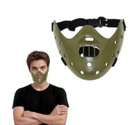 Psychotic Prisoner Mask Horror Movie Demon Mask Killer Costume Half Face Killer Prop for Halloween Party Cosplay(Green)