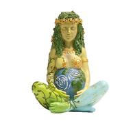 PSYHILAR Mother Earth Statue, 7" Fertility Gaia Goddess Statue, Nature Pregnant Wiccan Altar Supplies, Moon Yoga Alter Table Witchcraft
