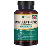 Psyllium Husk 10000mg with Acidophilus 1 Billion CFU, 120 Vegan Capsules | Natural Soluble Fibre Supplement from Plantago Ovata Se