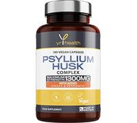 Psyllium Husks Capsules - 1300mg Fibre Supplement - 180 Vegan Capsules with Added Peppermint & Ginger - 2 Capsules not Tablets Per Serving - Plantago Ovata Plant Seeds - Made in The UK by YrHealth