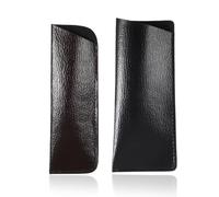 Psyqtsuary 2 Pack Leather Eyeglass Cases, Soft Leather Sleeves Case for Lens Portable Eyewear Case for Women Men Kids Travelling Reading, Black, Brown, black 16 × 6.5 cm/6.3 × 2.6 inches, brown 15.5 ×