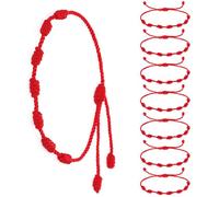 Psyqtsuary 8 Pcs Good Luck Bracelets Red String Bracelet 7 Knot Red Bracelets for Women Knots String for Protection Adjustable Lucky Charm Bracelet