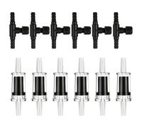 Psyqtsuary Aquarium Air Pump Accessories, 12 Pcs One Way Check Valve Aquarium Plastic Aquarium Air Valve for Fish Tank 3/16" Aquariums Tubing (6 Check Valves +6 Control Valves) (Black)