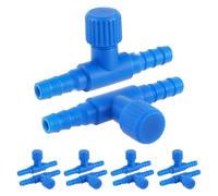 Psyqtsuary Aquarium Air Valve, 10 Pcs Aquarium Air Pump Control Valves T Shaped Single Way Plastic Air-Flow Control Regulator for Fish Tank 3/16" ID Tubing (Blue)