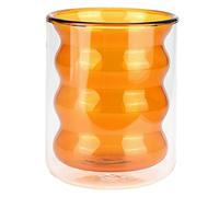 Psytfei Double Glass Mug 3 Dimensional Spiral Coffee Mug Multifunctional Water Mug, Milk Mug Coffee Mug Beer Mug Office Home 200ml(yellow)