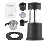 Psytfei Portable Coffee Maker 2 in 1 Travel Coffee Machine Compatible NES Capsule and Ground Coffee Manual Hand Press Coffee Maker with Adapter Bracket (Black)