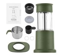 Psytfei Portable Coffee Maker 2 in 1 Travel Coffee Machine Compatible NES Capsule and Ground Coffee Manual Hand Press Coffee Maker with Adapter Bracket (Green)