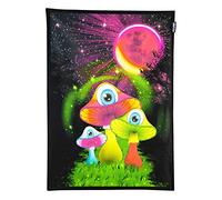 PSYWORK Blacklight Fabric Poster Neon | Redmoon Mushrooms | 0.5 x 0.7 m | UV-Active | Fluorescent | Wall Hanging Fabric Banner Poster Wall Picture Art Print Decorative Picture Decoration Tapestry