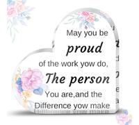 PT Haahoos Acrylic Plaque Thank You, Gift for Colleagues Men Women, Heart Shaped Leaving Gifts Appreciation Gifts with May You Be Proud of the Work You Do Sign for Retirement Goodbye Farewell Keepsake