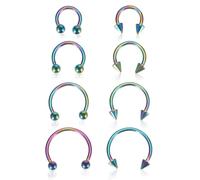 PT Haahoos Stainless Steel Nose Ring Septum Piercing Jewellery Horseshoe Piercing Nose Hoop Ring Horseshoe Captive Bead Ring Helix Tragus Cartilage Earrings for Women Men