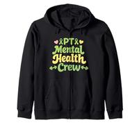 PT Mental Health Crew Retro Physical Therapy Team Support Zip Hoodie