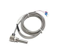 PT100/PT1000 Type Right-Angled Thermal Resistor M16*1.5 Threaded -50 to +200°C Probe 10 * 35mm/10 * 50mm 1M/2M/3M/4M/5M(10x50mm,Cable Length 1M,PT100)