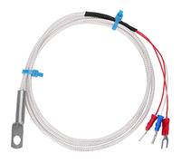 PT100 Temperature Sensor Probe, Stainless Steel Thermistor, Temperature Measuring Probe with Glass Fiber Shielding Wire, Round Hole Patch Type for Industrial Applicat (1m)