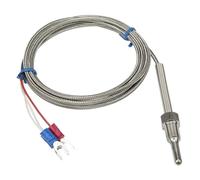 PT100 Type 2m Metal Braided Cable 30mm Probe Head RTD Temperature Sensor 1/8 1/4 3/8 1/2 3/4 Inch M6 M8 M10 M12 Thread 1Pcs(PT1 4)