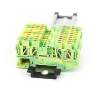 PT2.5-QU-PE Ground Push-In 2-in 2-out Din Rail Terminal Block 4 Conductor 2.5mm² Wire Connector 5Pcs(10 Pcs)