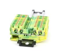 PT4-QU-PE Push-in Ground Din Rail Terminal Block 2-in 2-out Strip Wire Electrical Connector 5/10Pcs(5 Pcs)