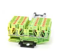 PT6-QU-PE Earthing Terminal Block On Din Rail Ground Electrical 6mm Wires Connector 5Pcs(10 Pcs)