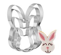 PTaizjjz Bunny Rabbit Cookie Cutter Set-13cm,11.5cm.9cm,6cm - 4 Piece Easter Bunny Rabbit Head Face Shaped Cookie Cutters - Stainless Steel