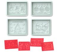 PTaizjjz Christmas Cookie Cutters,4PCS Christmas Cookie Stamps Set,Christmas Decorating Fondant Embossing Tool Plunger Cake Cutter for Christmas DIY Baking