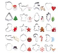 PTaizjjz Christmas Cookie Cutters Set,20PCS Mini Christmas Cookie Cutters Stainless Steel Gingerbread Man Tree Snowflake Candy Cane Santa Snowman Reindeer and More