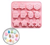 PTaizjjz Christmas Silicone Mold, 12 Cavities Christmas Tree, Snowflake, Gloves, Five-Pointed Star and Gingerbread Man Shapes Baking Mould Chocolate Candy Soap Moulds for Xmas Cake Decoration
