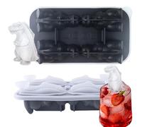 PTaizjjz Dinosaur Ice Cube Tray Mold,4-Hole 3D Dino Shape Ice Cube Trays, Monster Ice Cube Molds for Whiskey,Cocktails,Party Drinks