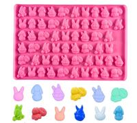 PTaizjjz Easter Silicone Mould,58-Cavity Mini Rabbit Bunny Silicone Mold for Easter Party Baking Gummy, Candy, Chocolate, Cookie, Jelly,Pet Dog Treats Mold