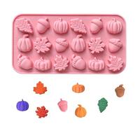 PTaizjjz Fall Silicone Chocolate Mould,1 Pack 18-Cavity Maple Leaves,Pumpkin,Acorn Shape Candy Baking Mold for Autumn Thanksgiving Halloween DIY Baking Tools