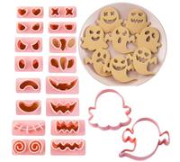 PTaizjjz Ghost Cookie Cutter Set 10 PCS Halloween Cookie Cutter Stamp Plastic Biscuit Pastry Cutters for Halloween Party Supplies Decorations