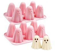 PTaizjjz Halloween Chocolate Ghost Moulds 6 Cavity Ghost Shaped Baking Mould for Making Ice Cube, Jelly, Soap, Chocolate, Candle, Candy