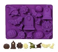 PTaizjjz Halloween Chocolate Mold Silicone,Pumpkin Skull bat Spider Tombstone Silicone Mold,Candy Gummy Molds for DIY Gummies Jelly Chocolate Candy Cakes Decorations