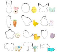 PTaizjjz Mini Easter Cookie Cutters,12PCS Stainless Steel Cookie Cutters - Easter Egg,Chick,Butterfly,Flower,Bunny,Carrot,Fish and More…