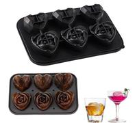 PTaizjjz Silicone Ice Cube Tray,6 Cavity Silicone Heart and Rose Ice Mold with Covers Easy Release Ice Tray for Chilled Cocktails Whiskey Freezer Juice