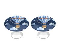 Pt'amour 3D Visual Crystal Cabinet Knobs Round Drawer Pulls Cupboard Wardrobe Handles Decorative Furniture Door Knobs 2Pcs Cartoon Hot Air Balloon